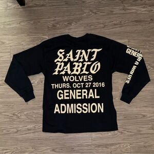 Yeezy Black Long Sleeve Tee with Cream Print